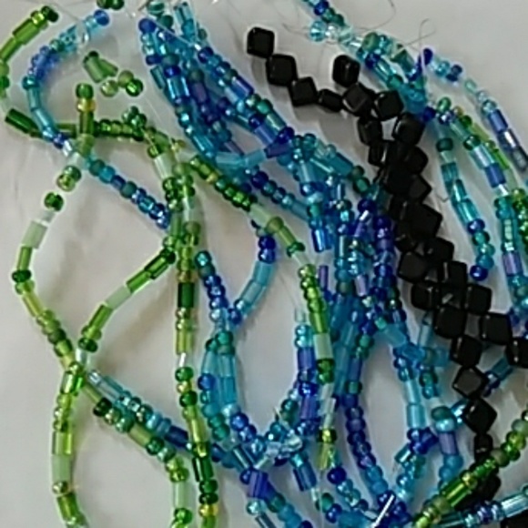 BLUE Green Black Beads Glass 7"strands - Picture 3 of 6